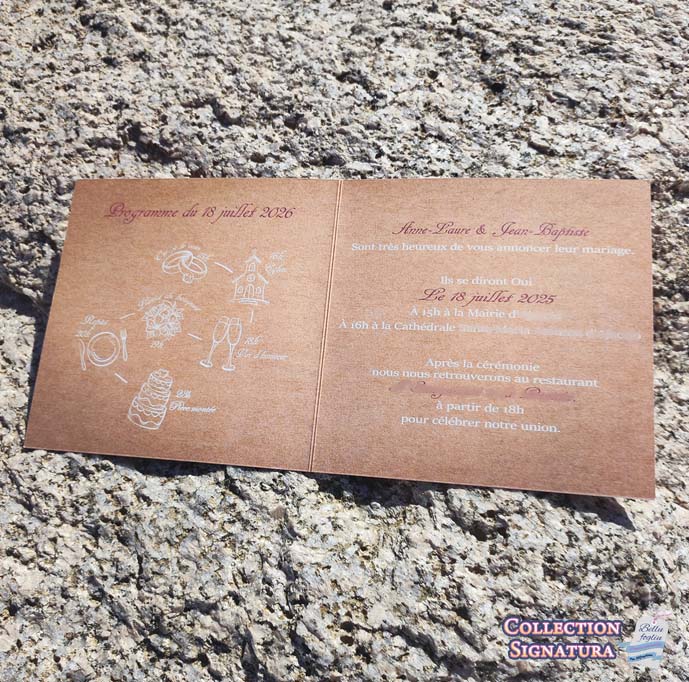 Faire-part de mariage thème kraft et couronne de fleurs modèle Dominique – Image 4