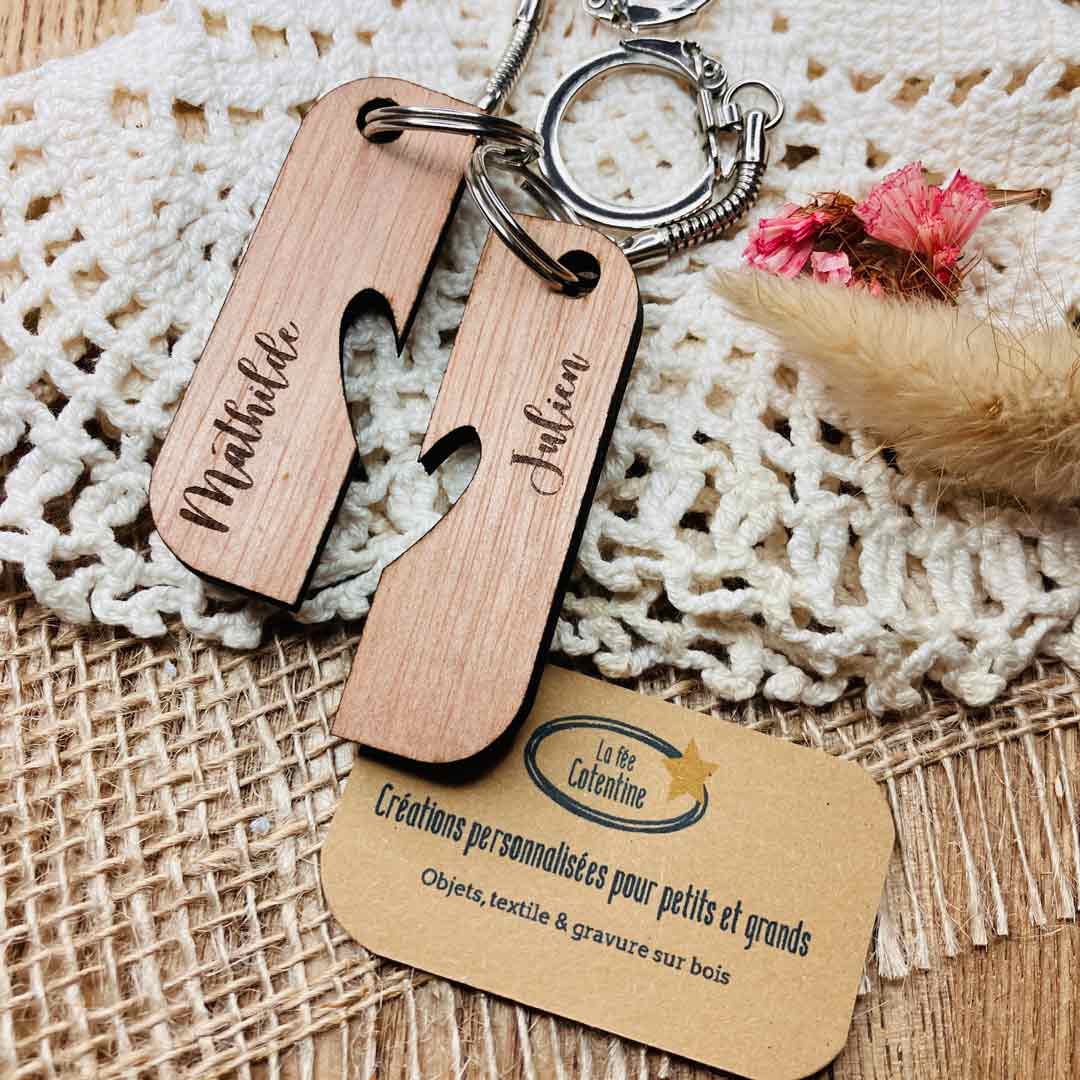 Porte-clé en bois Amoureux à diviser – Image 3