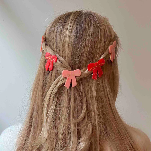 Barrette – Nœud rose – Image 3