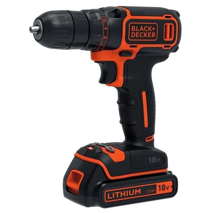 BLACK & DECKER Perceuse sans fil Lithium 18 V – 2 batteries – Coffret 160 accessoires -BDCDC18BAST-QW – Image 3
