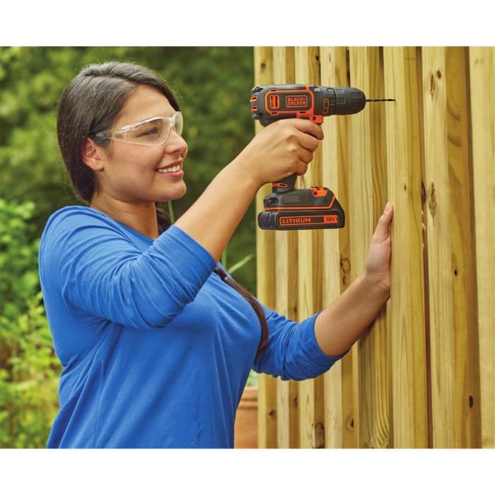 BLACK & DECKER Perceuse sans fil Lithium 18 V – 2 batteries – Coffret 160 accessoires -BDCDC18BAST-QW – Image 5