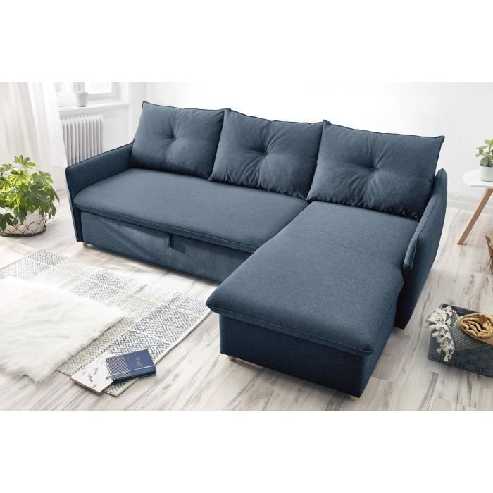 BOBOCHIC – Canapé 4 places angle convertible et réversible OSTEN – Tissu bleu pétrole – L 238 x P 160 x H 89 cm – Image 3