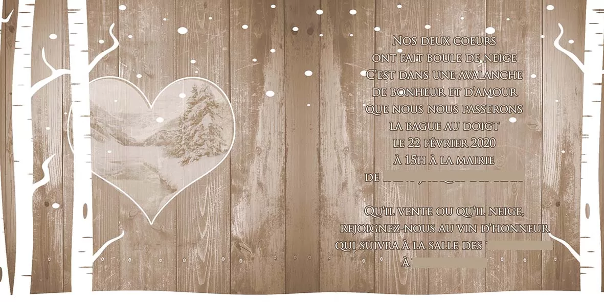 Faire-part de mariage thème forêt hivernale modèle Athénaïs – Image 3