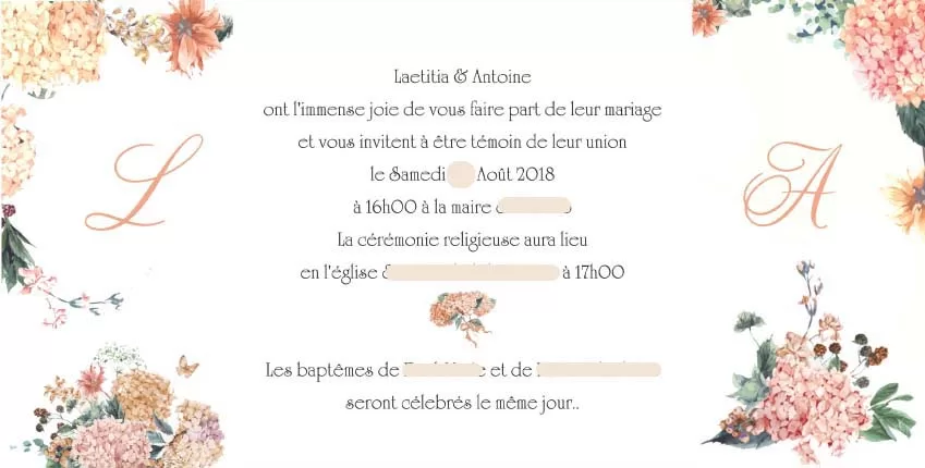 Faire-part de mariage modèle Laetitia – Image 3
