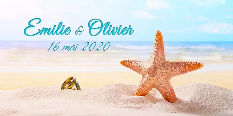 Faire-part de mariage thème étoile de mer modèle Emilie – Image 3