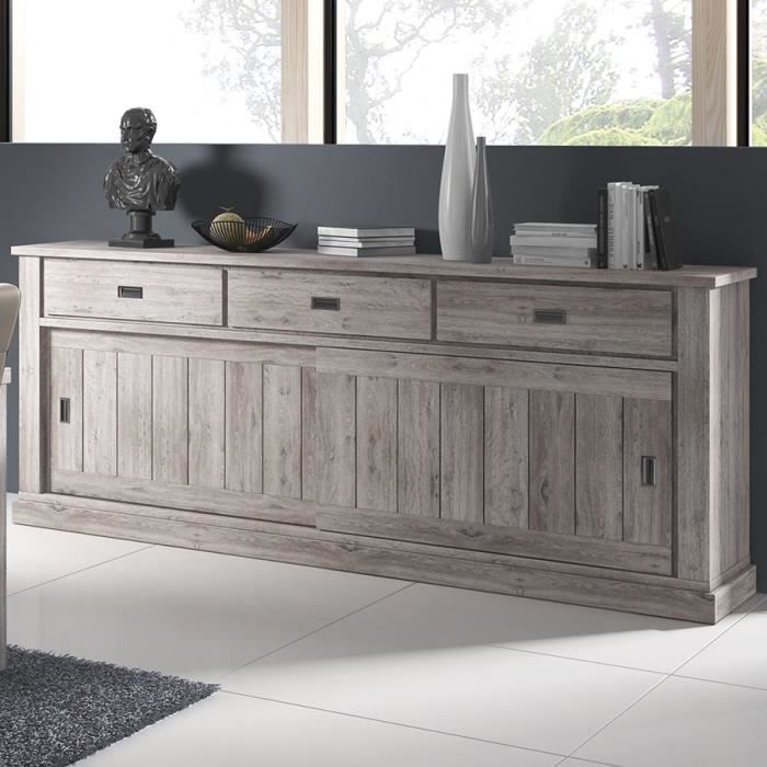 Salle a manger complete contemporaine couleur bois GARANCE L 180 x P 100 x H 19,5 cm Gris – Image 4