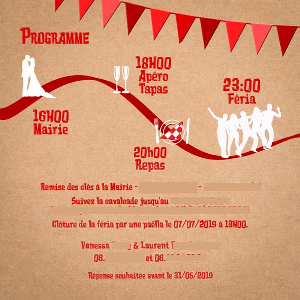 Faire-part de mariage thème féria modèle Julie – Image 3