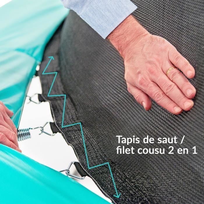 Trampoline Starflex Pro Ø 427 cm avec filet de sécurité – Vert et noir – 2 brevets sécurité mondiaux – Design hyper sportif – Image 3