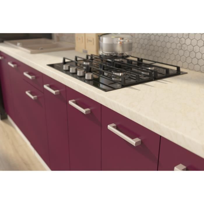 ULTRA Cuisine complète avec colonne four et plan de travail inclus L 300 cm – Aubergine mat – Image 3