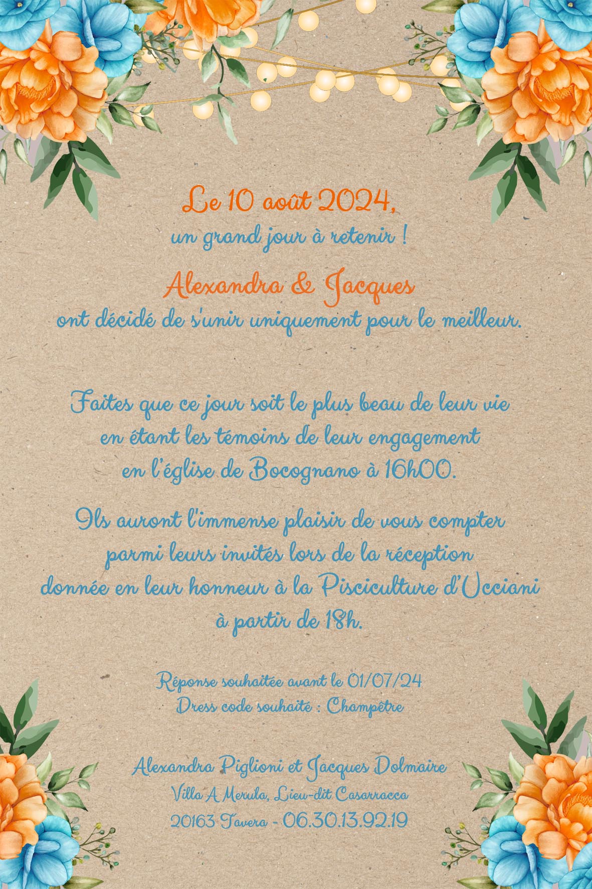 Faire-part de mariage thème guinguette champêtre modèle Alexandra – Image 3