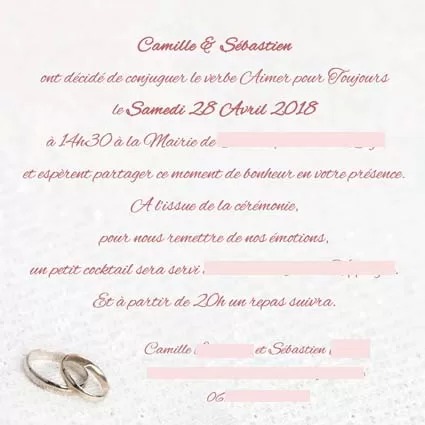 Faire-part de mariage modèle Camille – Image 3