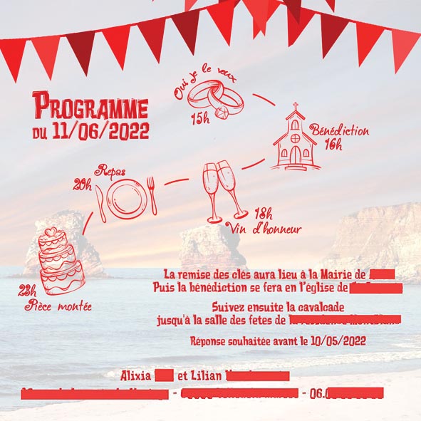 Faire-part de mariage thème féria modèle Julie – Image 4