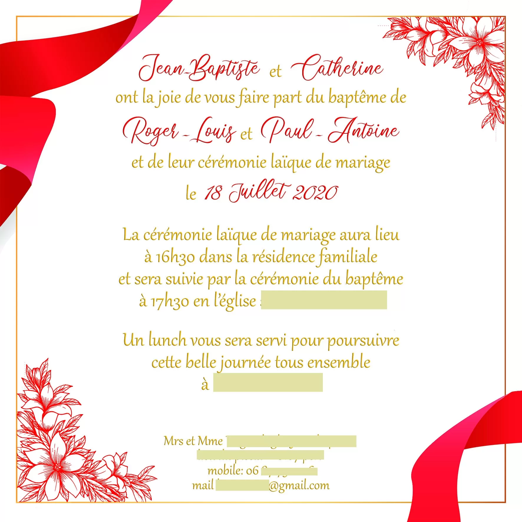 Faire-part de mariage modèle Catherine – Image 3