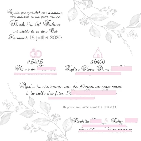 Faire-part de mariage modèle Florbella – Image 3
