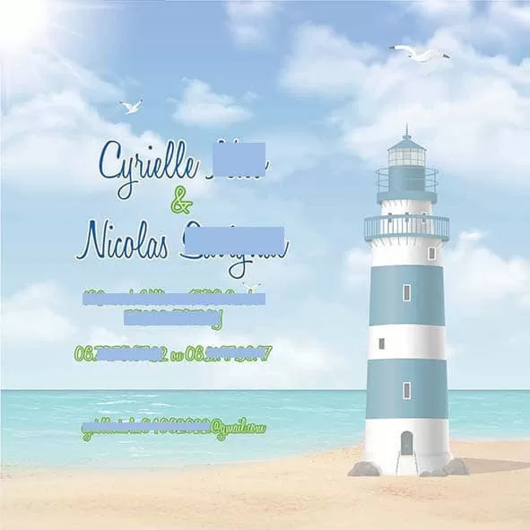 Faire-part de mariage thème au bord de l’océan modèle Cyrielle – Image 4